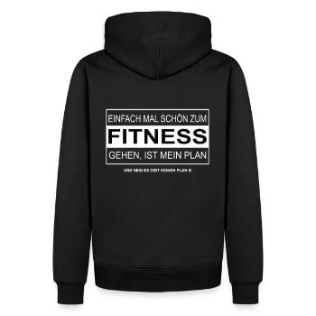 Einfach mal schön zum FITNESS gehen - Männer Premium Bio Hoodie - Schwarz - Hinten - Nico (187cm)