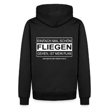 Einfach mal schön FLIEGEN gehen - Männer Premium Bio Hoodie - Schwarz - Hinten - Nico (187cm)