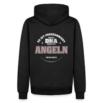 Es ist in meiner DNA ich muss zum ANGELN - Männer Premium Bio Hoodie - Schwarz - Hinten - Nico (187cm)