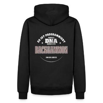 Es ist in meiner DNA ich muss zum BACKGAMMON - Männer Premium Bio Hoodie - Schwarz - Hinten - Nico (187cm)