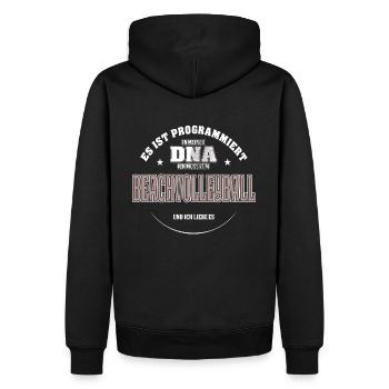 Es ist in meiner DNA ich muss zum BEACHVOLLEYBALL - Männer Premium Bio Hoodie - Schwarz - Hinten - Nico (187cm)