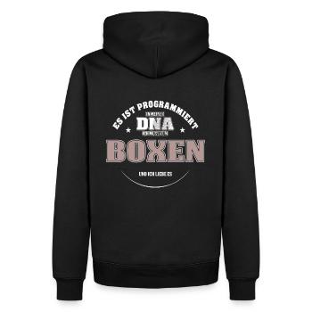 Es ist in meiner DNA ich muss zum BOXEN - Männer Premium Bio Hoodie - Schwarz - Hinten - Nico (187cm)