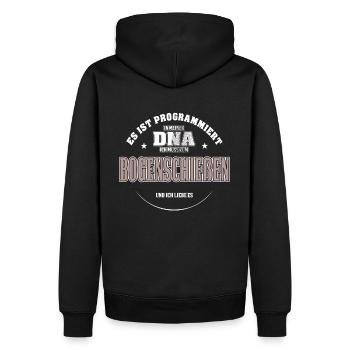 Es ist in meiner DNA ich muss zum BOGENSCHIEßEN - Männer Premium Bio Hoodie - Schwarz - Hinten - Nico (187cm)