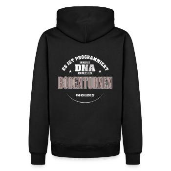 Es ist in meiner DNA ich muss zum BODENTURNEN - Männer Premium Bio Hoodie - Schwarz - Hinten - Nico (187cm)