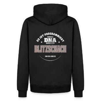 Es ist in meiner DNA ich muss zum BLITZSCHACH - Männer Premium Bio Hoodie - Schwarz - Hinten - Nico (187cm)