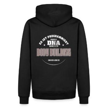 Es ist in meiner DNA ich muss zum BODY BUILDING - Männer Premium Bio Hoodie - Schwarz - Hinten - Nico (187cm)