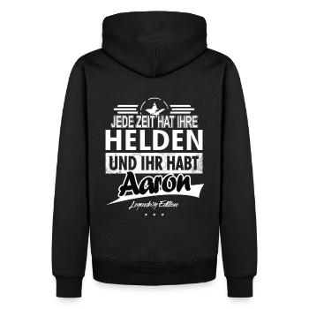 Jede Zeit hat Ihre Helden Ihr habt Aaron - Männer Premium Bio Hoodie - Schwarz - Hinten - Nico (187cm)