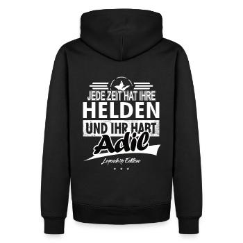Jede Zeit hat Ihre Helden Ihr habt Adil - Männer Premium Bio Hoodie - Schwarz - Hinten - Nico (187cm)