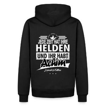 Jede Zeit hat Ihre Helden Ihr habt Achim - Männer Premium Bio Hoodie - Schwarz - Hinten - Nico (187cm)