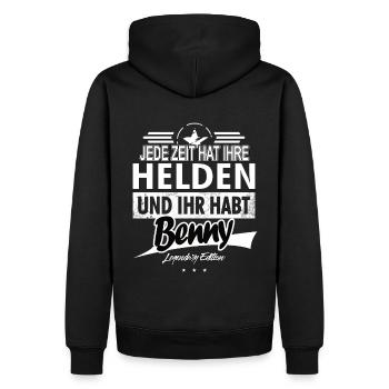 Jede Zeit hat Ihre Helden ihr habt Benny - Männer Premium Bio Hoodie - Schwarz - Hinten - Nico (187cm)