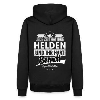Jede Zeit hat Ihre Helden ihr habt Berndt - Männer Premium Bio Hoodie - Schwarz - Hinten - Nico (187cm)