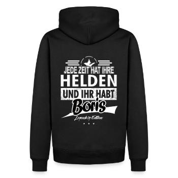 Jede Zeit hat Ihre Helden ihr habt Boris - Männer Premium Bio Hoodie - Schwarz - Hinten - Nico (187cm)