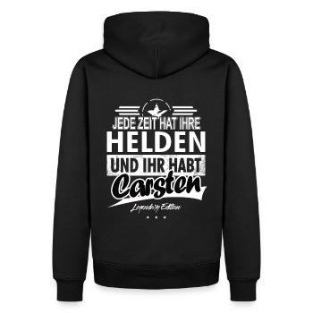 Jede Zeit hat Ihre Helden ihr habt Carsten - Männer Premium Bio Hoodie - Schwarz - Hinten - Nico (187cm)