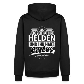 Jede Zeit hat Ihre Helden ihr habt Carlos - Männer Premium Bio Hoodie - Schwarz - Hinten - Nico (187cm)