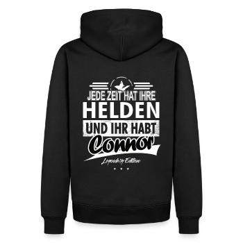 Jede Zeit hat Ihre Helden ihr habt Connor - Männer Premium Bio Hoodie - Schwarz - Hinten - Nico (187cm)