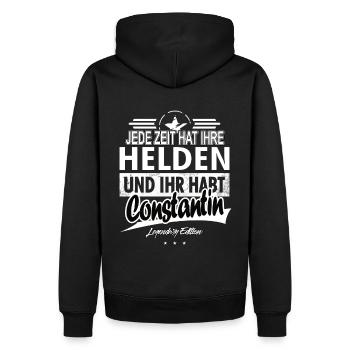 Jede Zeit hat Ihre Helden ihr habt Constantin - Männer Premium Bio Hoodie - Schwarz - Hinten - Nico (187cm)