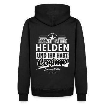 Jede Zeit hat Ihre Helden ihr habt Cosimo - Männer Premium Bio Hoodie - Schwarz - Hinten - Nico (187cm)