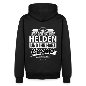 Jede Zeit hat Ihre Helden ihr habt Cosmo - Männer Premium Bio Hoodie - Schwarz - Hinten - Nico (187cm)