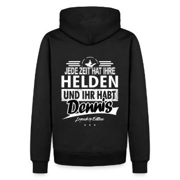 Jede Zeit hat Ihre Helden Ihr habt Dennis - Männer Premium Bio Hoodie - Schwarz - Hinten - Nico (187cm)