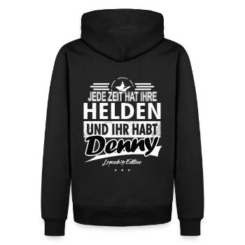 Jede Zeit hat Ihre Helden Ihr habt Denny - Männer Premium Bio Hoodie - Schwarz - Hinten - Nico (187cm)