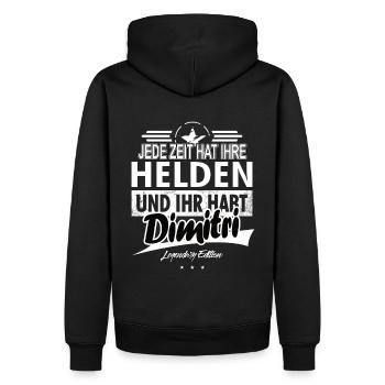 Jede Zeit hat Ihre Helden Ihr habt Dimitri - Männer Premium Bio Hoodie - Schwarz - Hinten - Nico (187cm)