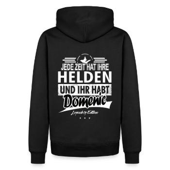 Jede Zeit hat Ihre Helden Ihr habt Domenic - Männer Premium Bio Hoodie - Schwarz - Hinten - Nico (187cm)