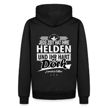 Jede Zeit hat Ihre Helden Ihr habt Dörk - Männer Premium Bio Hoodie - Schwarz - Hinten - Nico (187cm)