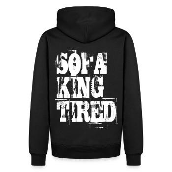 Lustiger Spruch Sofa King Tired - Männer Premium Bio Hoodie - Schwarz - Hinten - Nico (187cm)