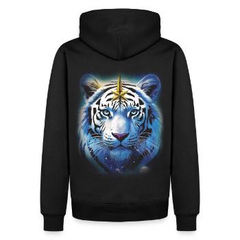 TIGRE BLEU TRIBAL NATURE ÈSPRIT NATURE - Sweat à capuche Premium bio Homme - noir - Dos - Nico (187cm)
