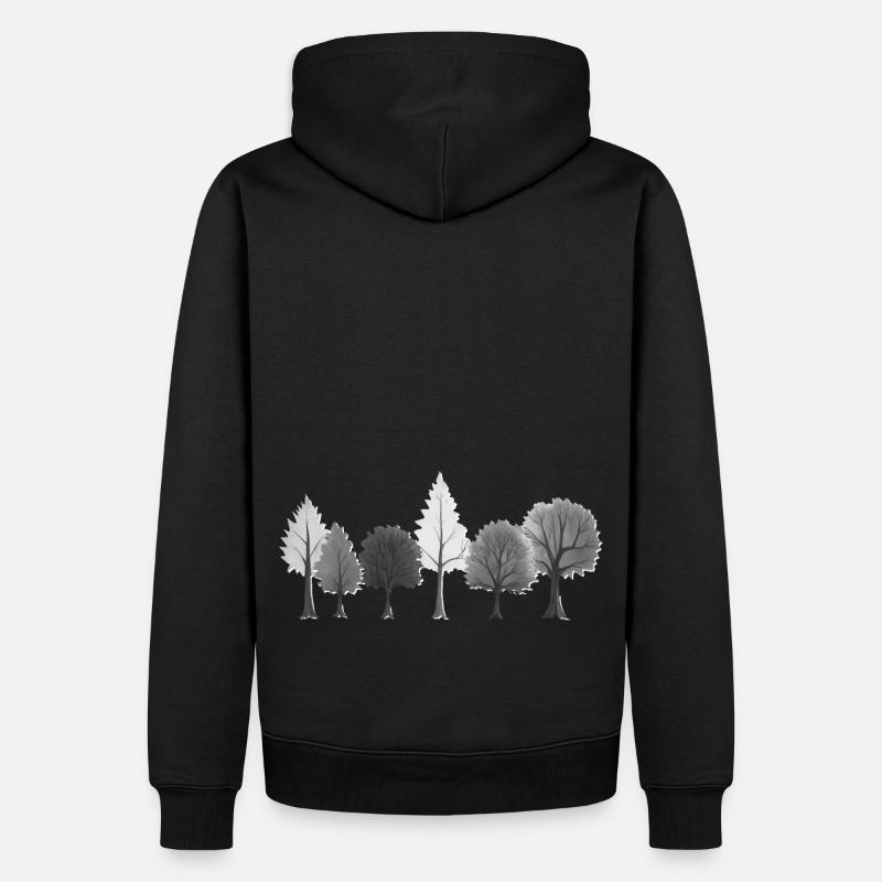 Wald Bäume schwarzweiss - Männer Premium Bio Hoodie - Schwarz