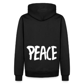 PEACE weisse Farb PINSEL - Männer Premium Bio Hoodie - Schwarz - Hinten - Nico (187cm)