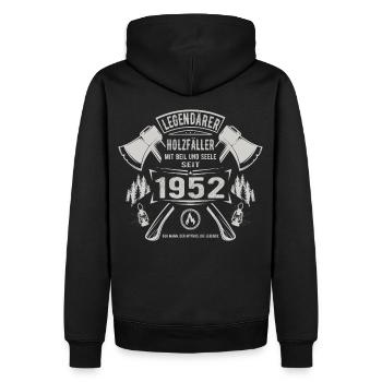 Legendärer Holzfäller Geboren 1952 Geschenk - Männer Premium Bio Hoodie - Schwarz - Hinten - Nico (187cm)