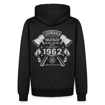 Legendärer Holzfäller Geboren 1962 Geschenk - Männer Premium Bio Hoodie - Schwarz - Hinten - Nico (187cm)