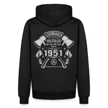 Legendärer Holzfäller Geboren 1951 Geschenk - Männer Premium Bio Hoodie - Schwarz - Hinten - Nico (187cm)