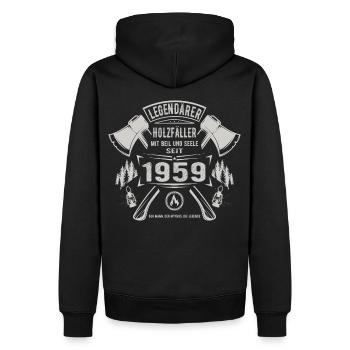 Legendärer Holzfäller Geboren 1959 Geschenk - Männer Premium Bio Hoodie - Schwarz - Hinten - Nico (187cm)