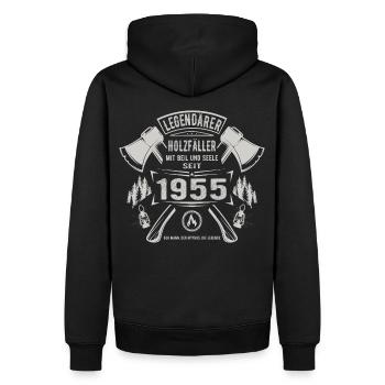 Legendärer Holzfäller Geboren 1955 Geschenk - Männer Premium Bio Hoodie - Schwarz - Hinten - Nico (187cm)