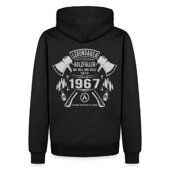 Legendärer Holzfäller Geboren 1967 Geschenk - Männer Premium Bio Hoodie - Schwarz - Hinten - Nico (187cm)