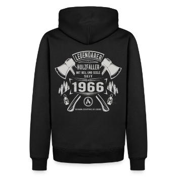 Legendärer Holzfäller Geboren 1966 Geschenk - Männer Premium Bio Hoodie - Schwarz - Hinten - Nico (187cm)