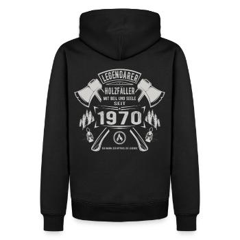 Legendärer Holzfäller Geboren 1970 Geschenk - Männer Premium Bio Hoodie - Schwarz - Hinten - Nico (187cm)