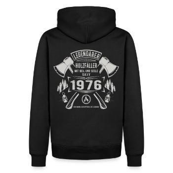 Legendärer Holzfäller Geboren 1976 Geschenk - Männer Premium Bio Hoodie - Schwarz - Hinten - Nico (187cm)
