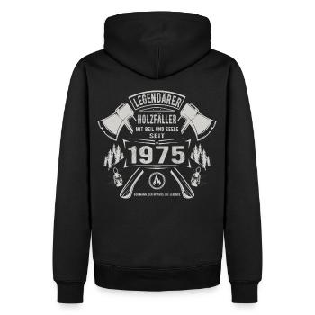 Legendärer Holzfäller Geboren 1975 Geschenk - Männer Premium Bio Hoodie - Schwarz - Hinten - Nico (187cm)