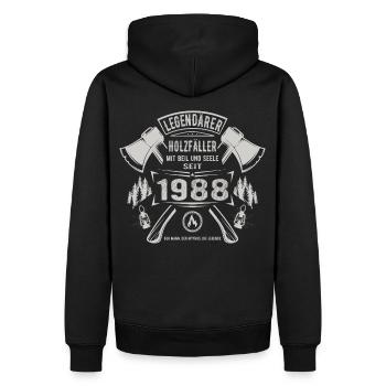 Legendärer Holzfäller Geboren 1988 Geschenk - Männer Premium Bio Hoodie - Schwarz - Hinten - Nico (187cm)