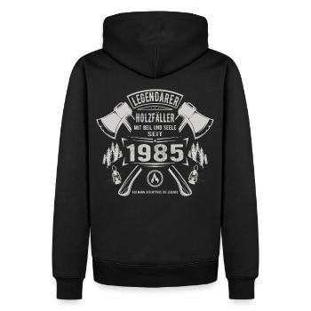 Legendärer Holzfäller Geboren 1985 Geschenk - Männer Premium Bio Hoodie - Schwarz - Hinten - Nico (187cm)