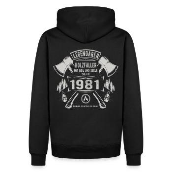 Legendärer Holzfäller Geboren 1981 Geschenk - Männer Premium Bio Hoodie - Schwarz - Hinten - Nico (187cm)