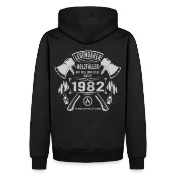 Legendärer Holzfäller Geboren 1982 Geschenk - Männer Premium Bio Hoodie - Schwarz - Hinten - Nico (187cm)