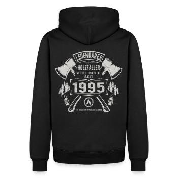 Legendärer Holzfäller Geboren 1995 Geschenk - Männer Premium Bio Hoodie - Schwarz - Hinten - Nico (187cm)