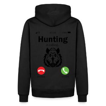 Les sangliers appellent je dois aller à la chasse - Sweat à capuche Premium bio Homme - noir - Dos - Nico (187cm)