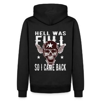 Skull - Hell was full, so I'm back - Men’s Premium Organic Hoodie - black - Back - Nico (187cm)