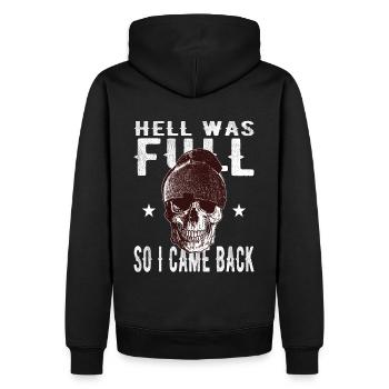 Skull - Hell was full, so I'm back - Men’s Premium Organic Hoodie - black - Back - Nico (187cm)