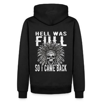 Skull - Hell was full, so I'm back - Men’s Premium Organic Hoodie - black - Back - Nico (187cm)